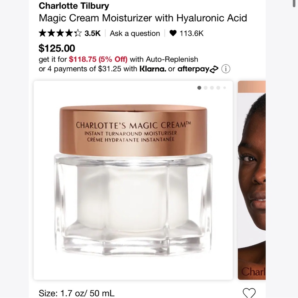 Charlotte Tilbury Magic Cream Moisturizer with Hyaluronic Acid - BNIB